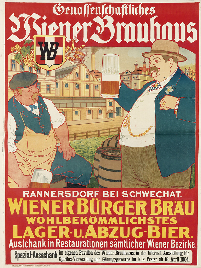 EMIL RANZENHOFER (1864-1930). WIENER BRAUHAUS. Circa 1904. 49x37 inches, 125x95 cm. Gesellschaft fur Graphische Industrie, Vienna.